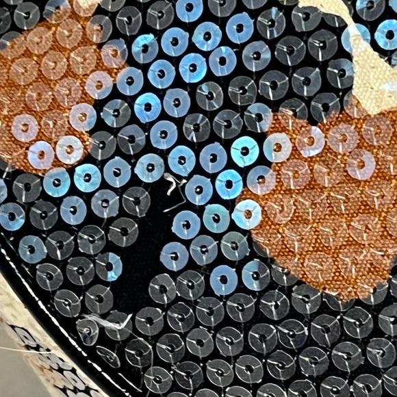 VINTAGE Betsy Johnson Black Brown Leopard Print Sequin Hobo Shoulder Bag Purse - Picture 8 of 12